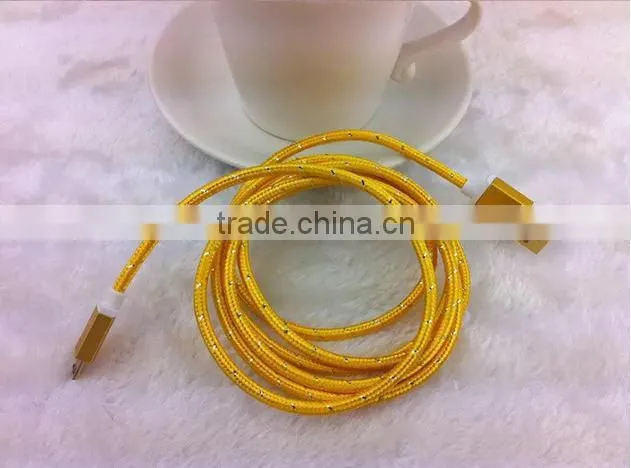 2014 colorful nylon Braided Aluminum Alloy Cover micro usb data cable from shenzhen factory
