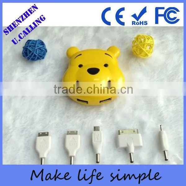 Factory Price High Quality Bear Design Mobile Power Bank 2600mah