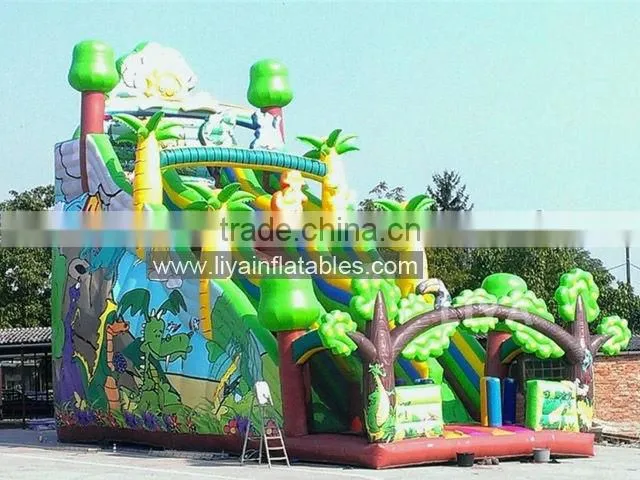 EN14960 New inflatable slide with jungle,inflatable dragon slide