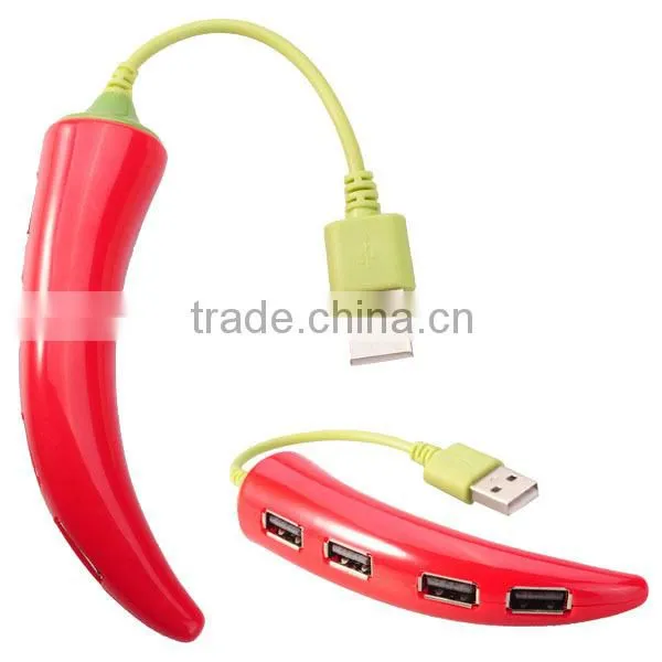 Eggplant Pepper Corn USB 2.0 HUB 4 Port High Speed Splitter Adapter Cable For PC