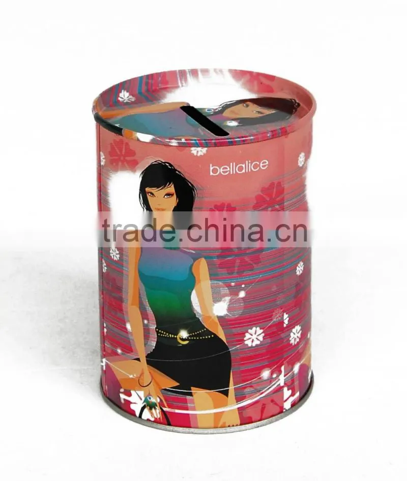 Round shape Tin Box Coin Bank for Coin Packing