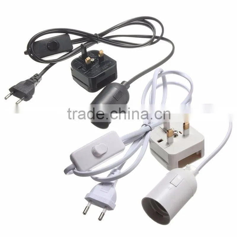 E27 1.5M Plug In Lamp Base Light Socket Switch Cable Vintage Antique Household Lamp Holder EU/UK Plug