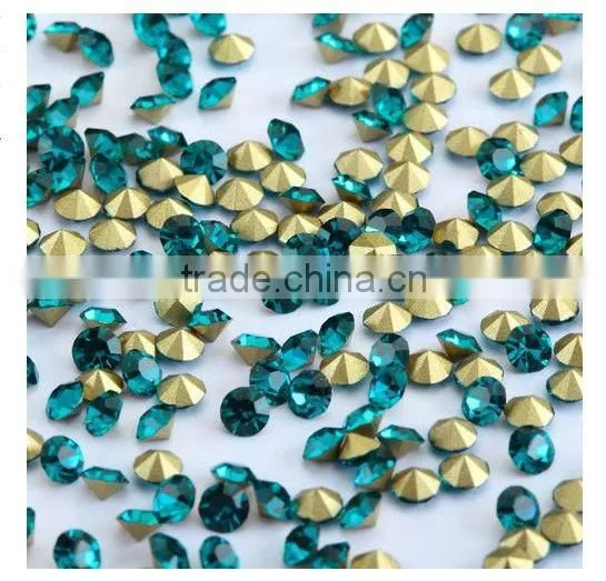A grade pointback blue zircon glass chatons