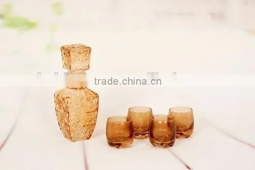 new design 5pcs glass wine set with goblet diamond decorative