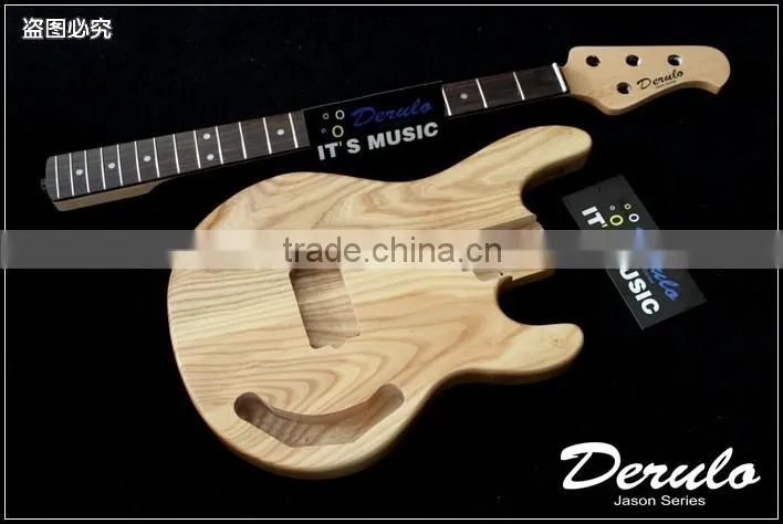 Diy High Quality Ash Wood Unfinished Electric Bass Guitar Kits 4 Strings