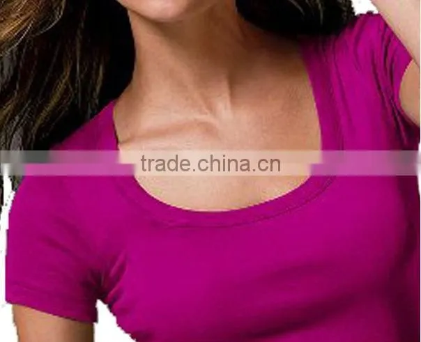 ladies lastest single plain deep-u-neck simple blouse