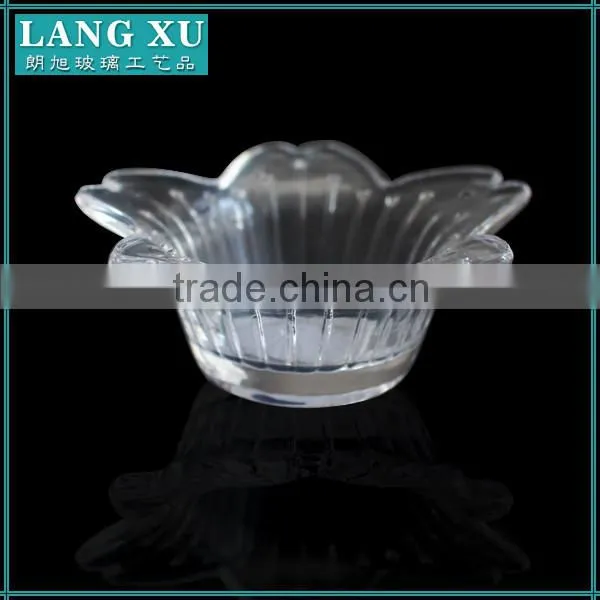 clear flower shape tealight glass candle holder for wedding