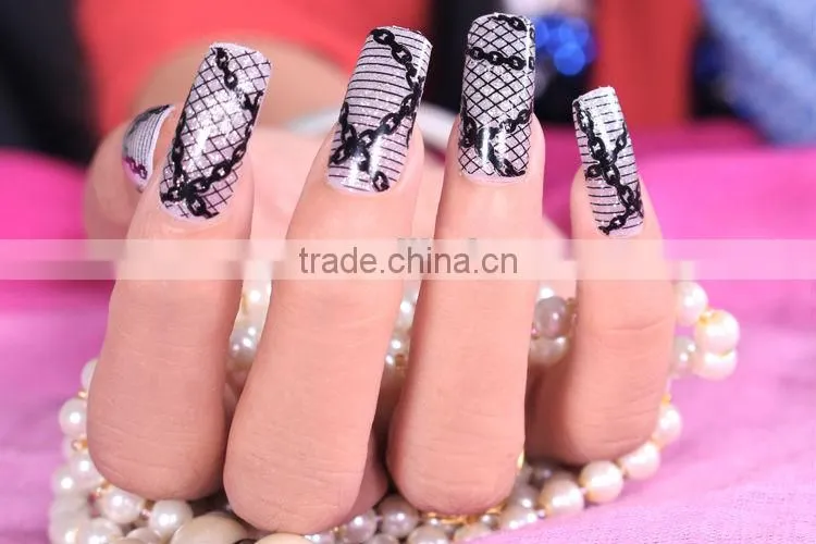 black/white lace nail sticker wholesale Shining Glitter Nail Sticker Nail Wraps
