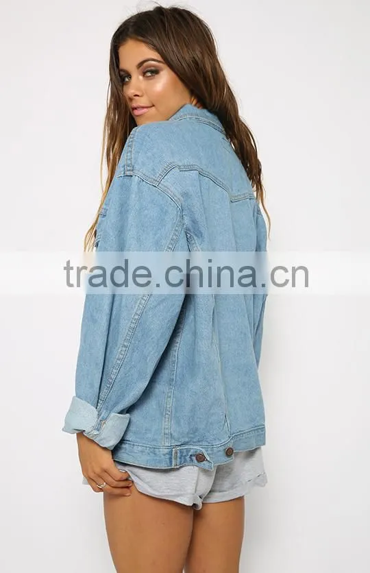 2016 custom made clothing manufacturers women's denim jacket
