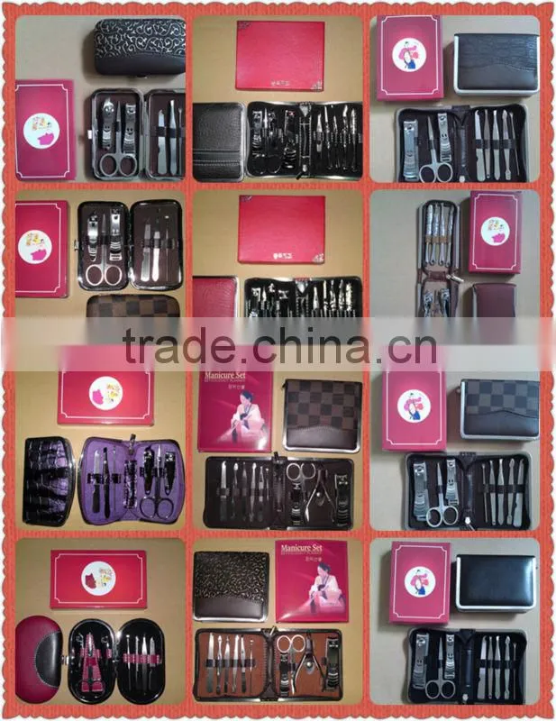 MRT-022 11pcs PU bag with colored box stainless steel kids manicure pedicure set