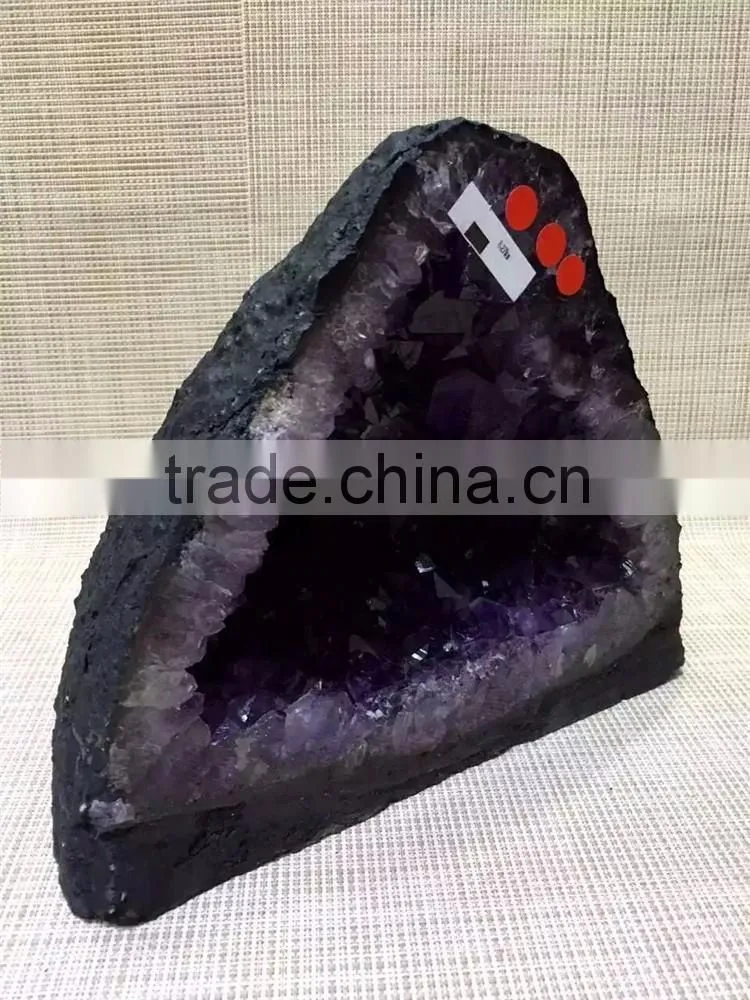 Natural Rock Triangular Amethyst Geode Crystal Ornaments