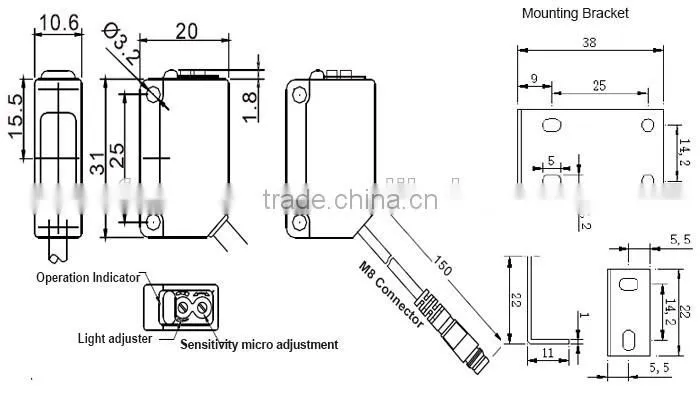 100mm bgs function diffuse photoelectric sensor with CE