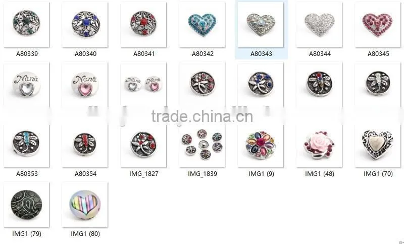 2016 new 18mm multicolor Round Press Metal tree pattern DIY Snap Button for bangles
