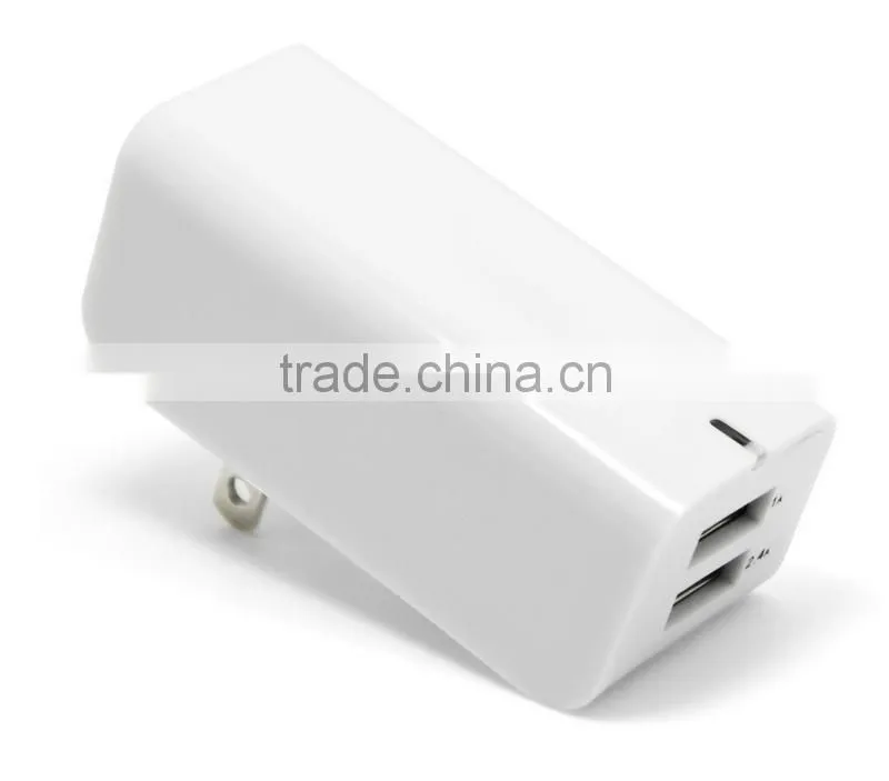 Portable Dual usb home travel charger us plug for iphone, ipad, samsung and tablet