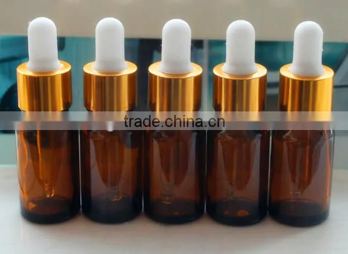 10ml glass vials Amber boston round Essential Oil glass bottle with rubber dropper