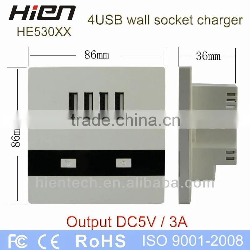 220v extension cord socket outlet USB socket with 4 USB port 5V3A 2 LED indicator suit for hotel school airport railway hospital