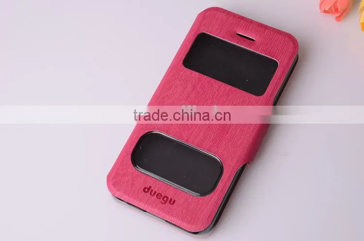 Double Sided Leather Case with Window for iphone 5 Case non Transparent