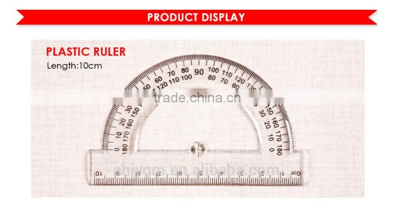 Transparent 180 Degree 10CM Plastic Protractor Rulers