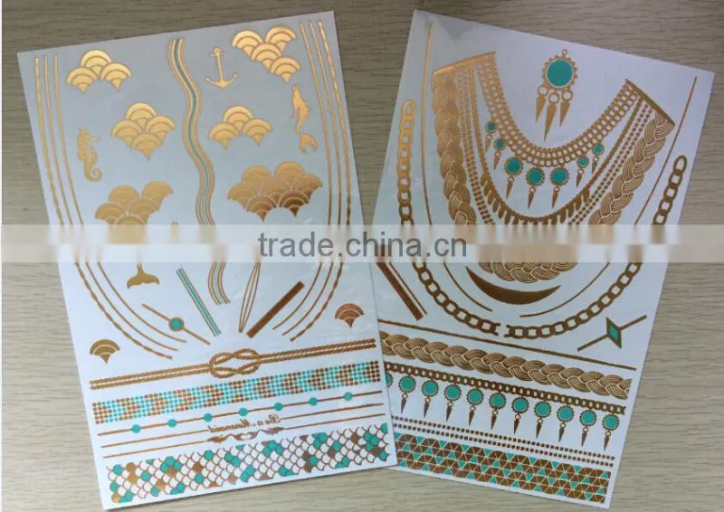 BSCI approved temporary tattoos gold jewelry sticker tattoos