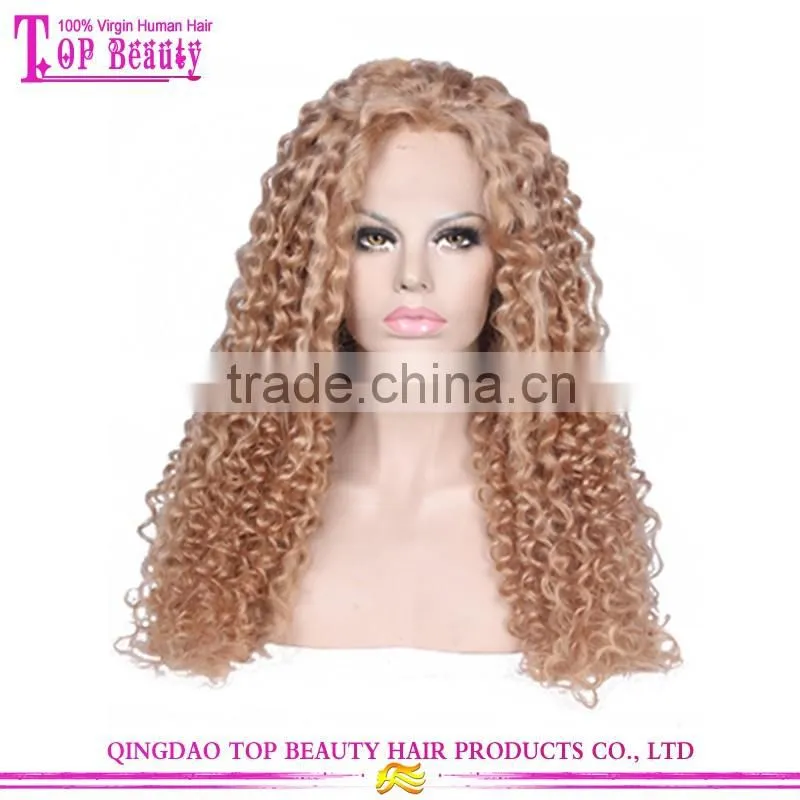 180% Density Blonde Curly Wigs Human Hair Afro Lace Front Wigs Kinky Curly For White Women