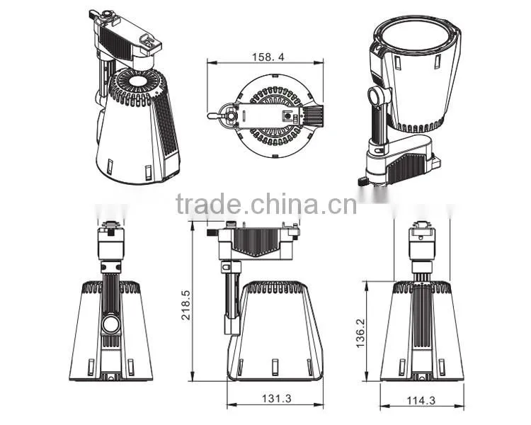 High lumen low power narrow beam angle led track lamp 30w