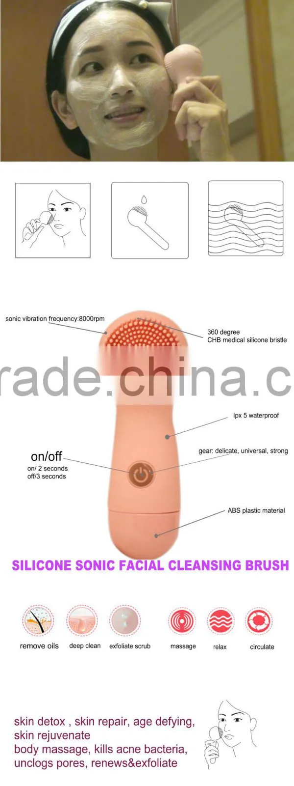 Wholesale Soft Facial Cleansing Brush Washing Face Silicone Cleansing Brush