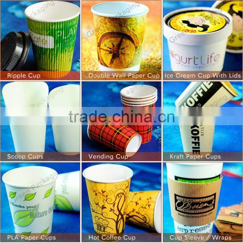 disposable cone paper cup/printed compostable pla cups