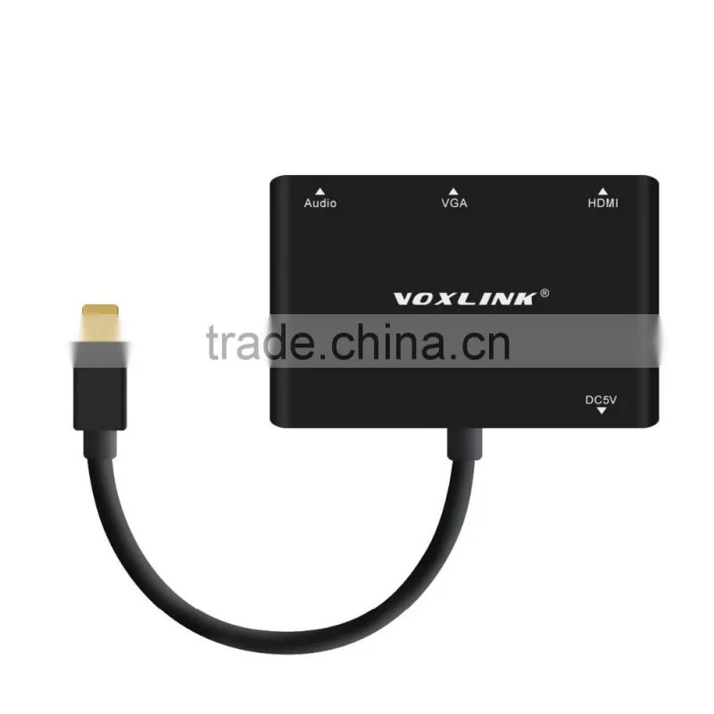 VOXLINK Mini DisplayPort turn VGA / Audio / HDMI 4K 3in1 adapter cable black