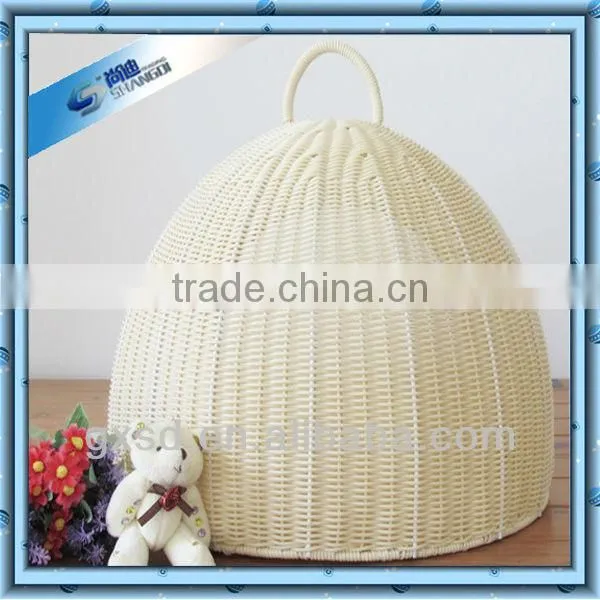 Cheap plastic rattan oval white pet kennel plastic pet basket