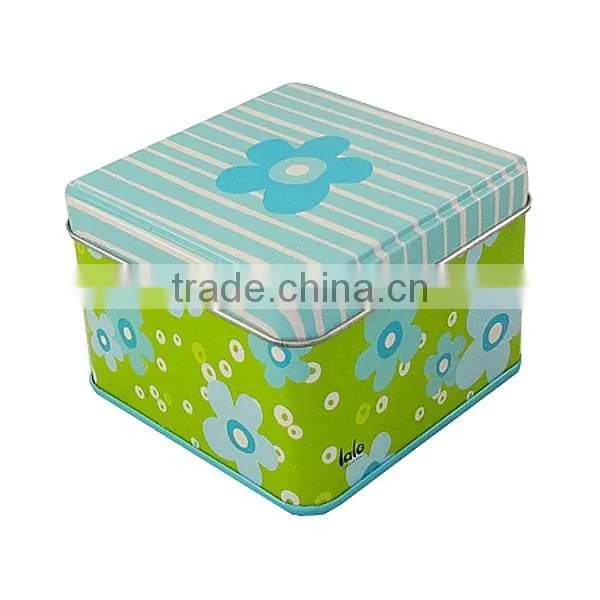 bule square metal tin box