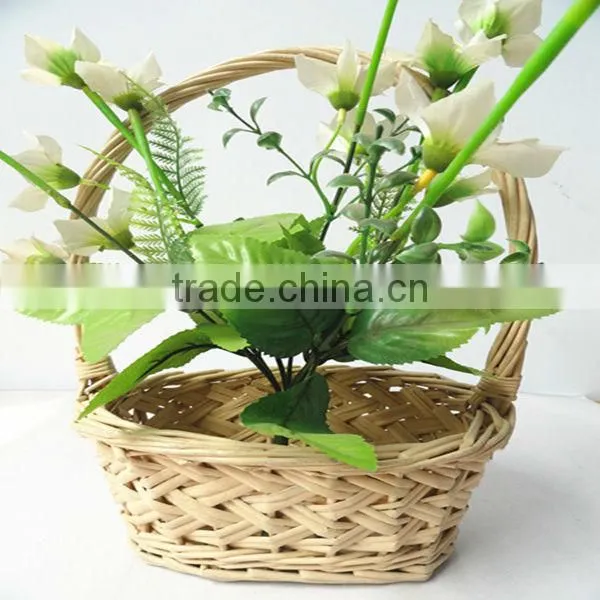 HOT 100%Handmade Natural hanging decorated flower girl baskets