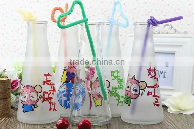 250ml Frosted glass bottle frosted juice glass bottle frosted milk glass bottle with cork lid