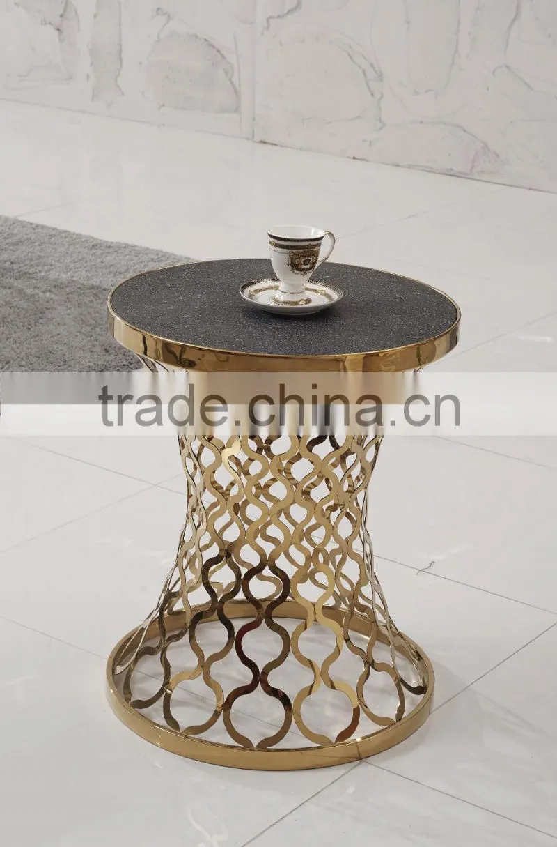 D404 Home Furniture Round Marble Rose Gold Side Table