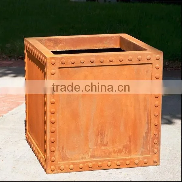 FO-9C51 Square Corten Steel Flower pot/garden planter