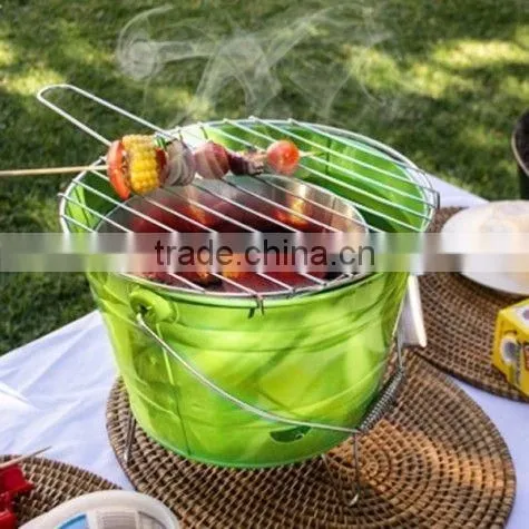 Portable Bucket Charcoal bbq grill metal