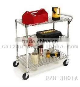 3-tier Metal Utility Storage Cart,Chrome