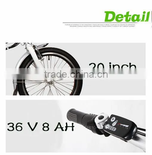 20 inch Mini folding Electric Bike consealed lithium battery ebike with disc Brake white color