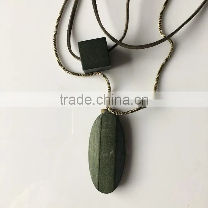 multi strand geometric wood bead pendant necklace long wooden beads sweater necklace layered suede leather chain necklace