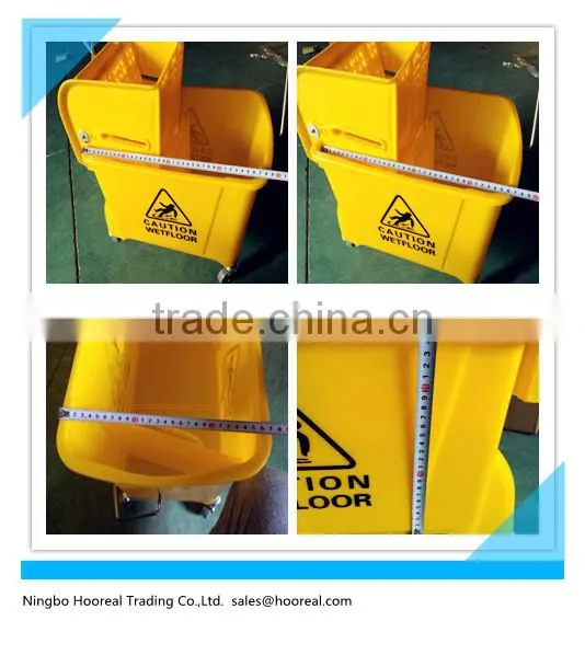 Heavy Duty Commercial Plastic Mop Bucket 20L W/ Wringer, Yellow - Commercial Grade For Hotel/Houstital/Housekeeping Cleaning