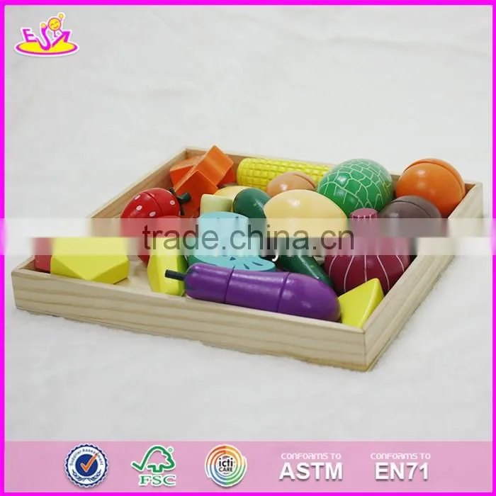 2017 New design children pretend play cutting wooden toy food W10B173
