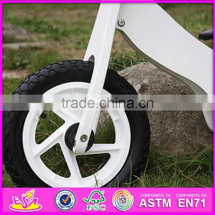 2016 new design white funny children wooden balance bike without pedals W16C154