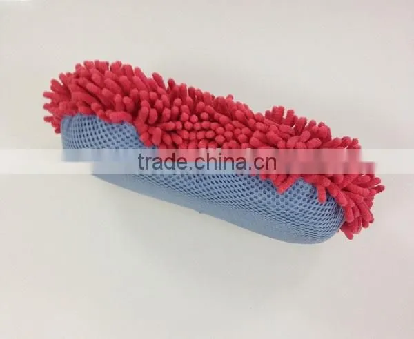 8 shape microfiber chenille mesh double side car wash advertising sponge