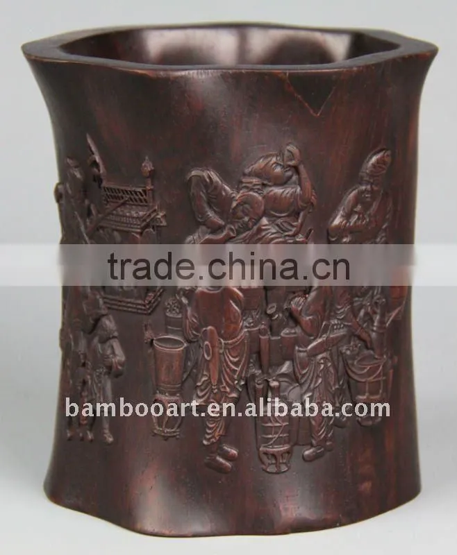 wood carving crafts( wooden pencil vase)
