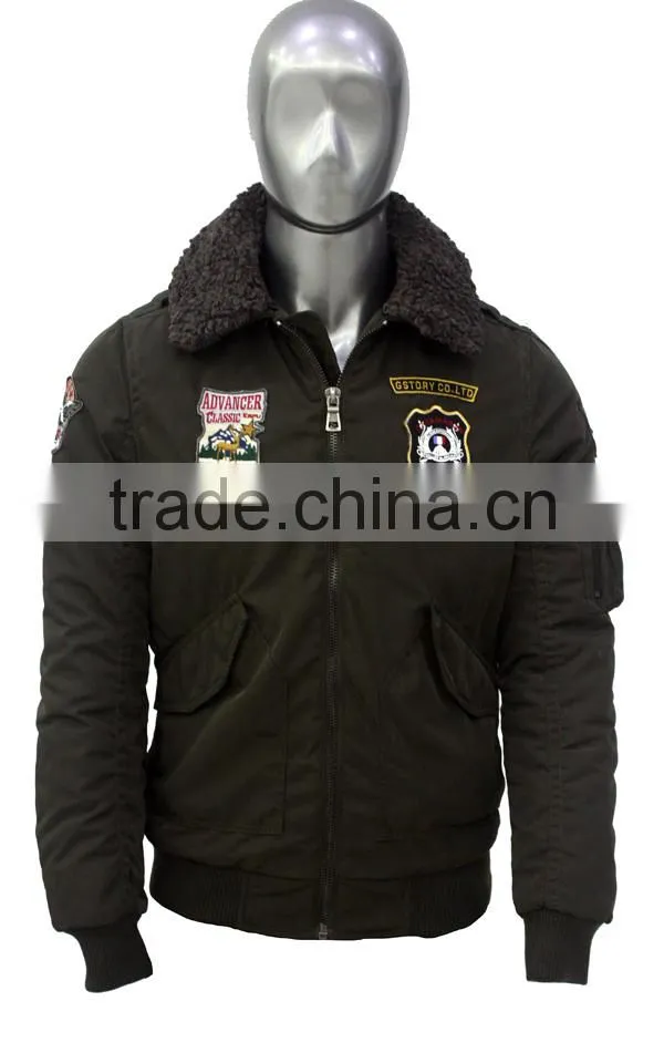 ALIKE man jacket with fur collar winter flight jacket