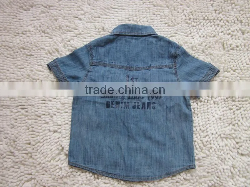 Kid's new design fashion short sleeve denim shirt clothing stocklots