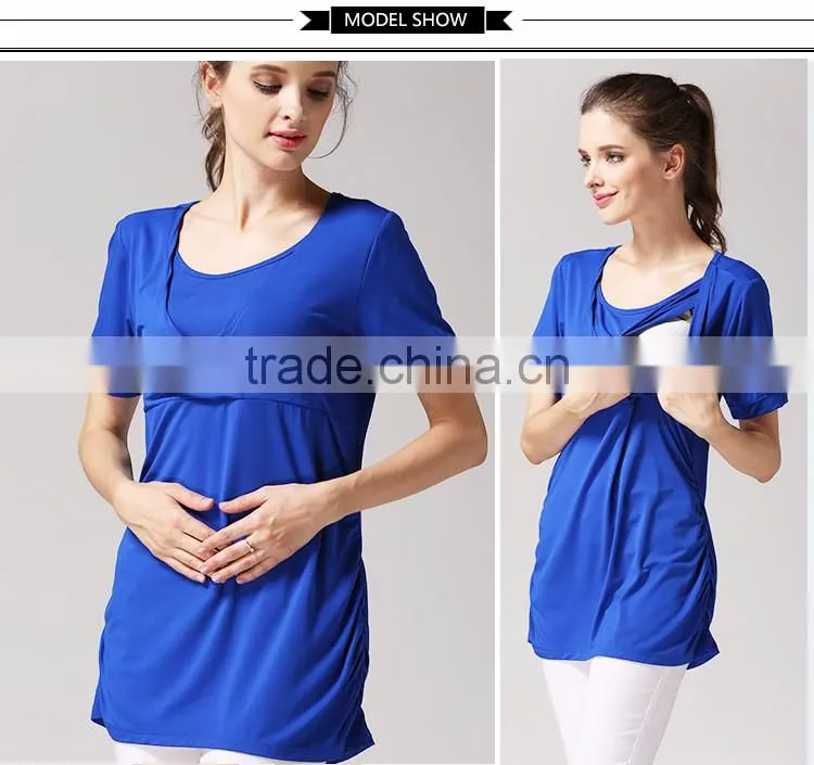 Wild Short Sleeve Nursing Clothes Solid Breastfeeding Clothing Small Fresh Pregnant Women T-shirts