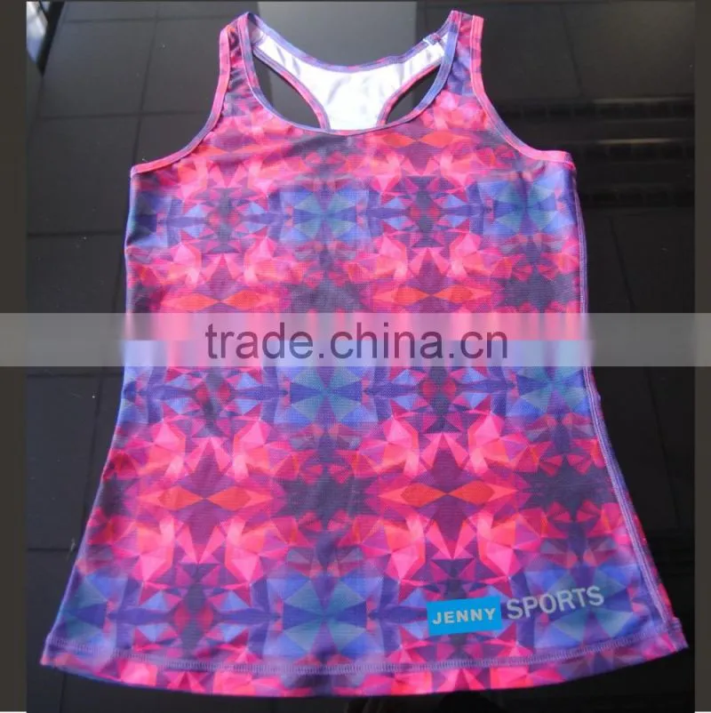 2016 Latest Women Colorfull Spandex Gym Wear Wholesale Fitness Tshirt