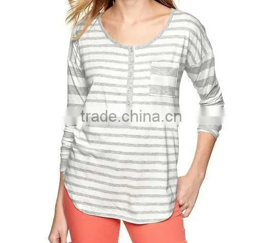 WOMEN'S LONG SLEEVE STRIPED RUGBY POLO