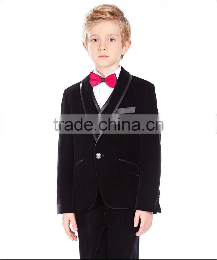 ELPA NXB0027 three pieces boy suits black wholesale velvet fabric kids tuxedo suits
