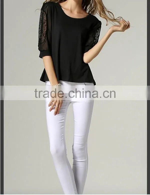 European and American style large size look slim chiffon fashion summer latest loose t shirt